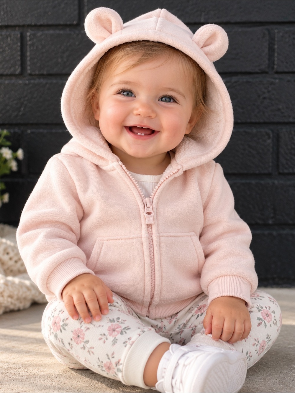 Carter's Light Pink Hooded Zip-Up Sweatshirt Baby 12 mos
